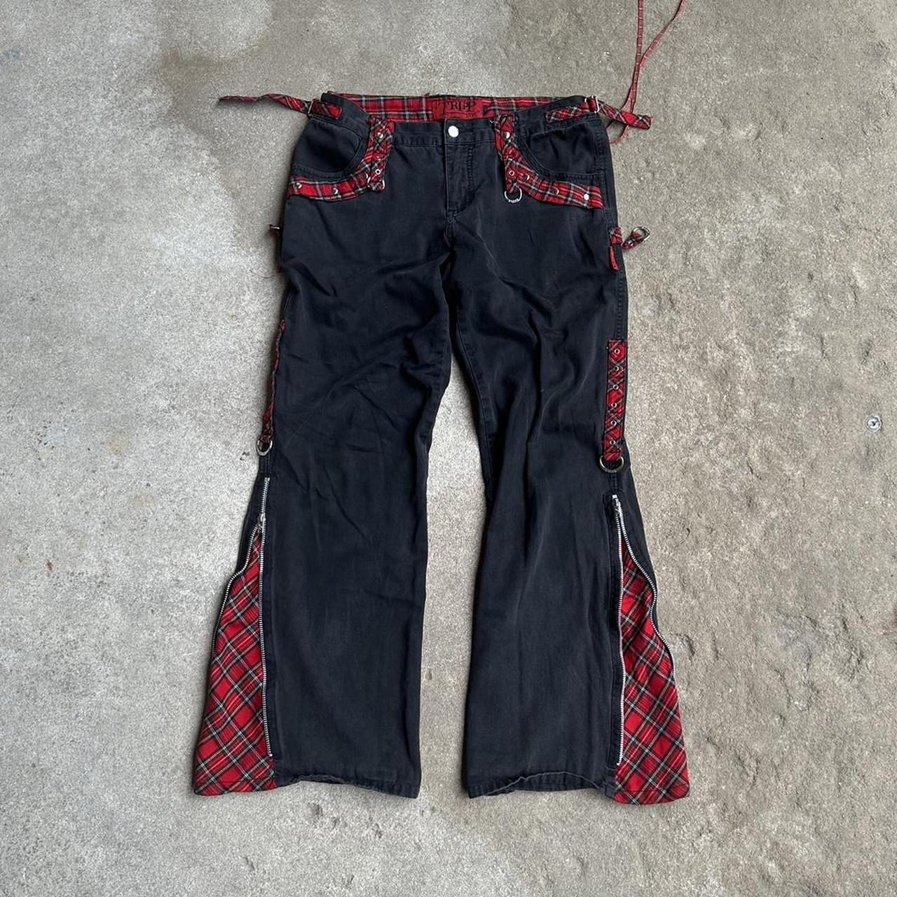 Tripp NYC Women's Black and Red Trousers | Depop