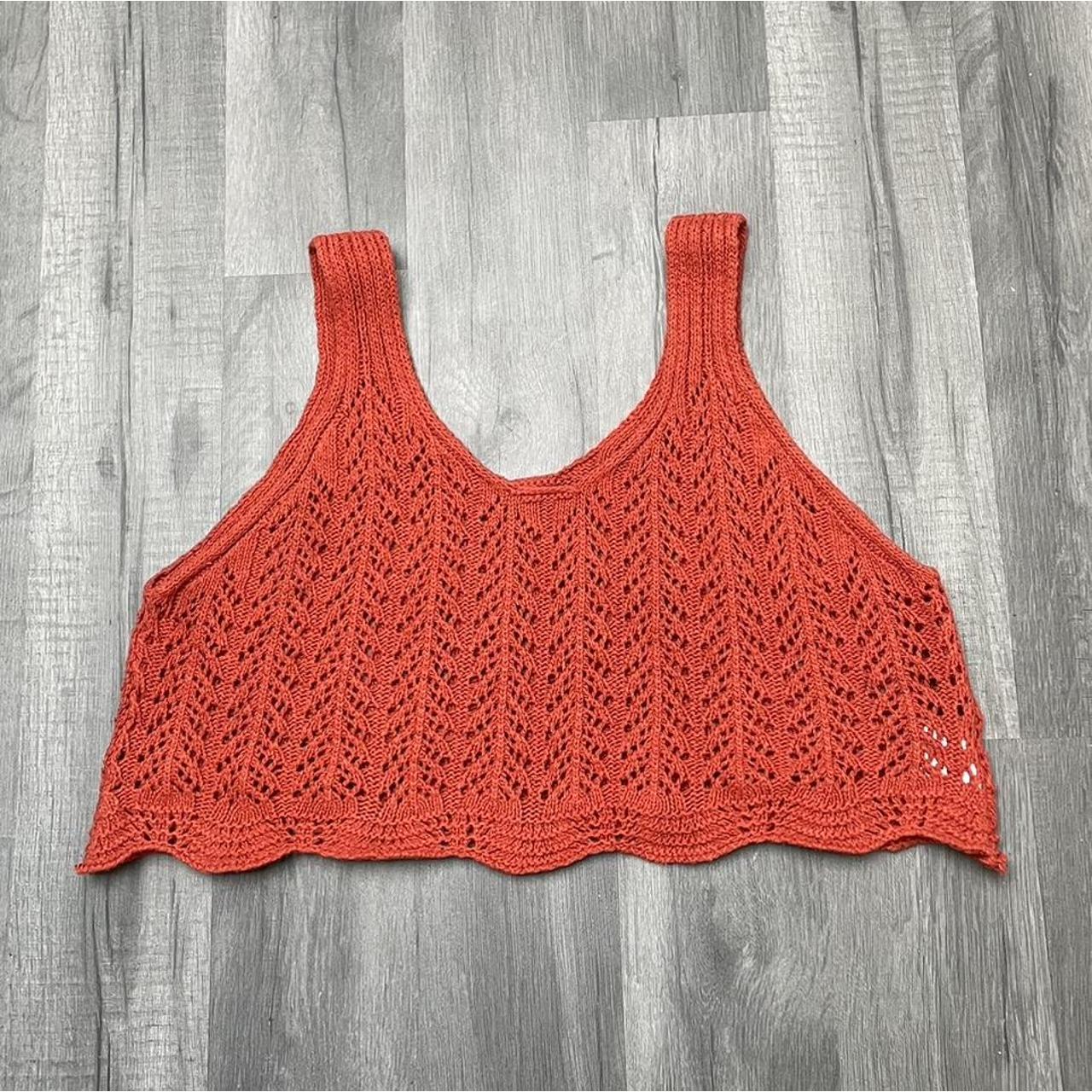 Burnt orange crochet top Worn a few times but in Depop
