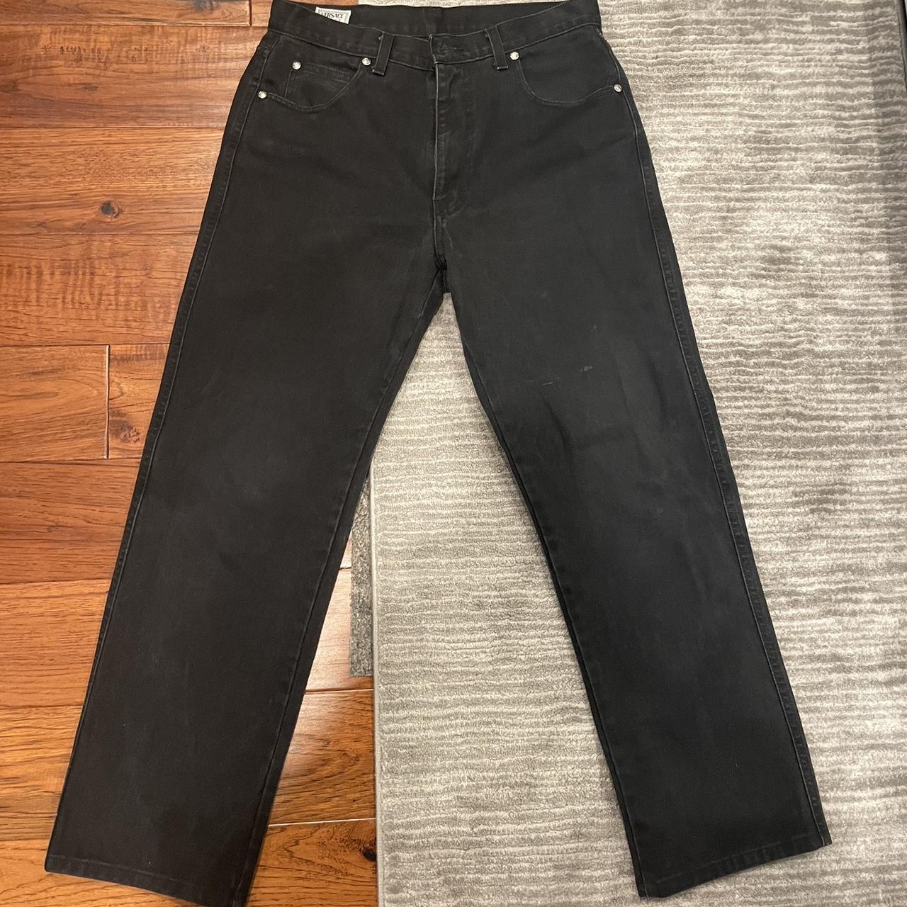 Black Versace Jeans. Measurements below: Front... - Depop