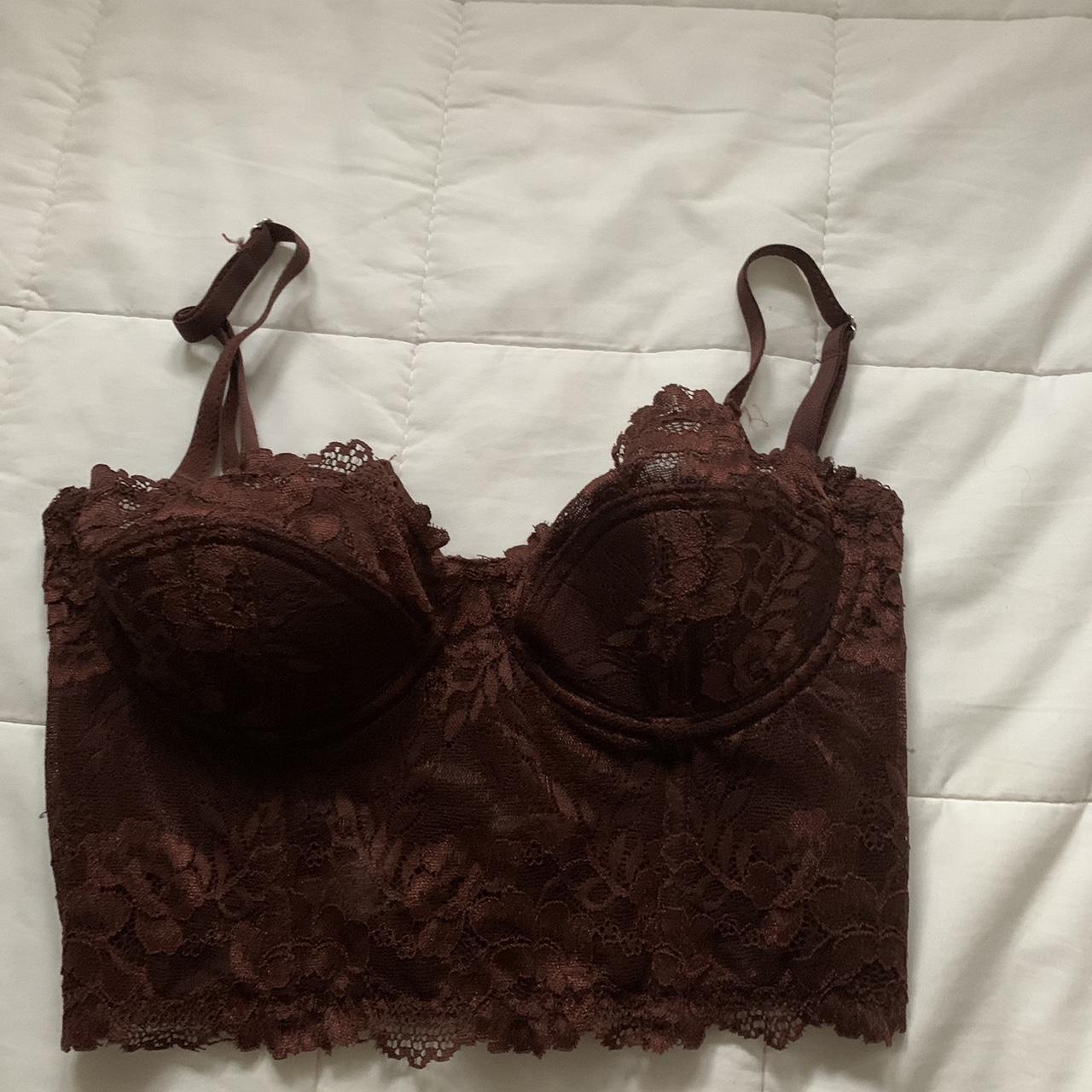 Urban Outfitters Women's Burgundy and Brown Corset | Depop
