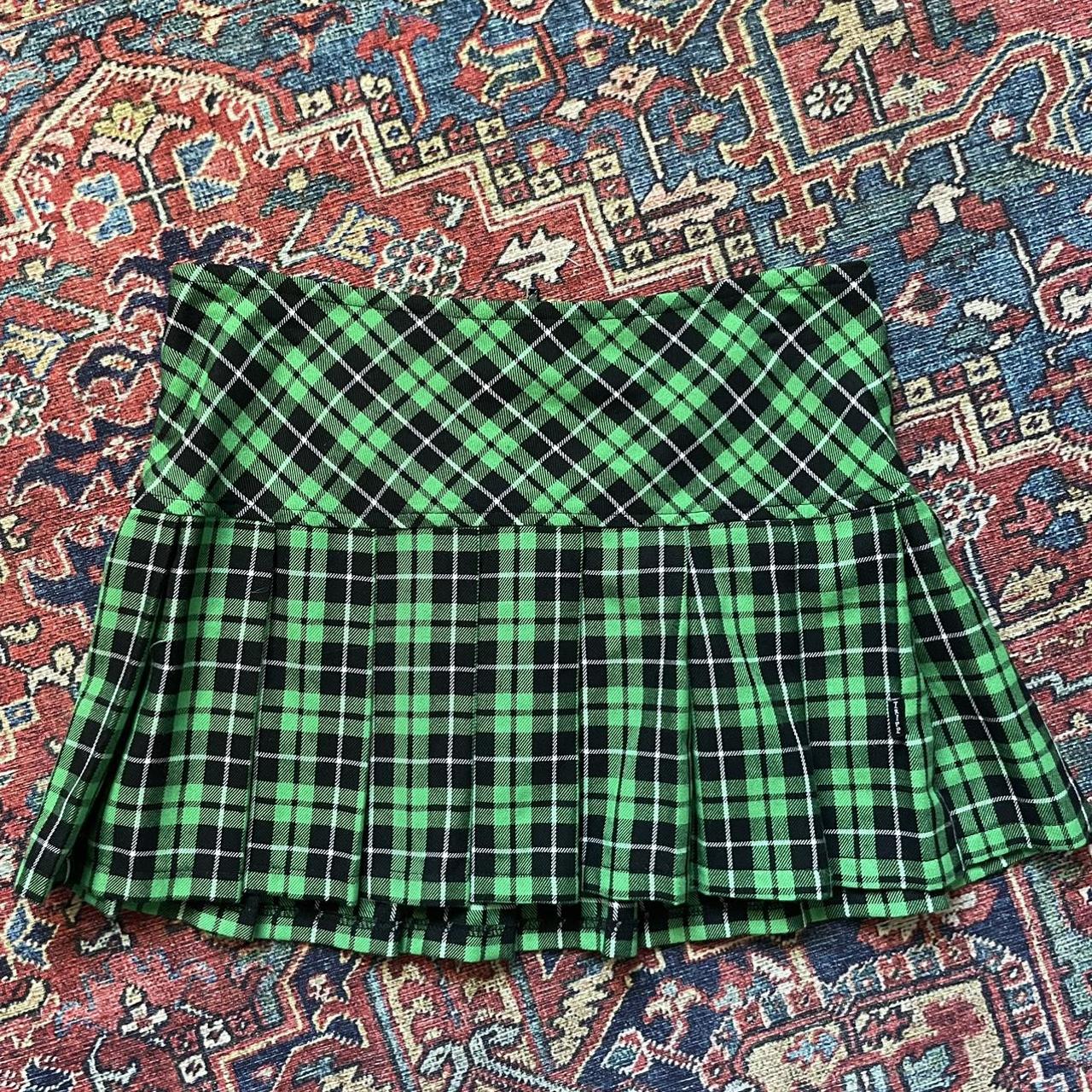 Tripp Nyc Daang Goodman Green And Black Plaid Skirt Depop