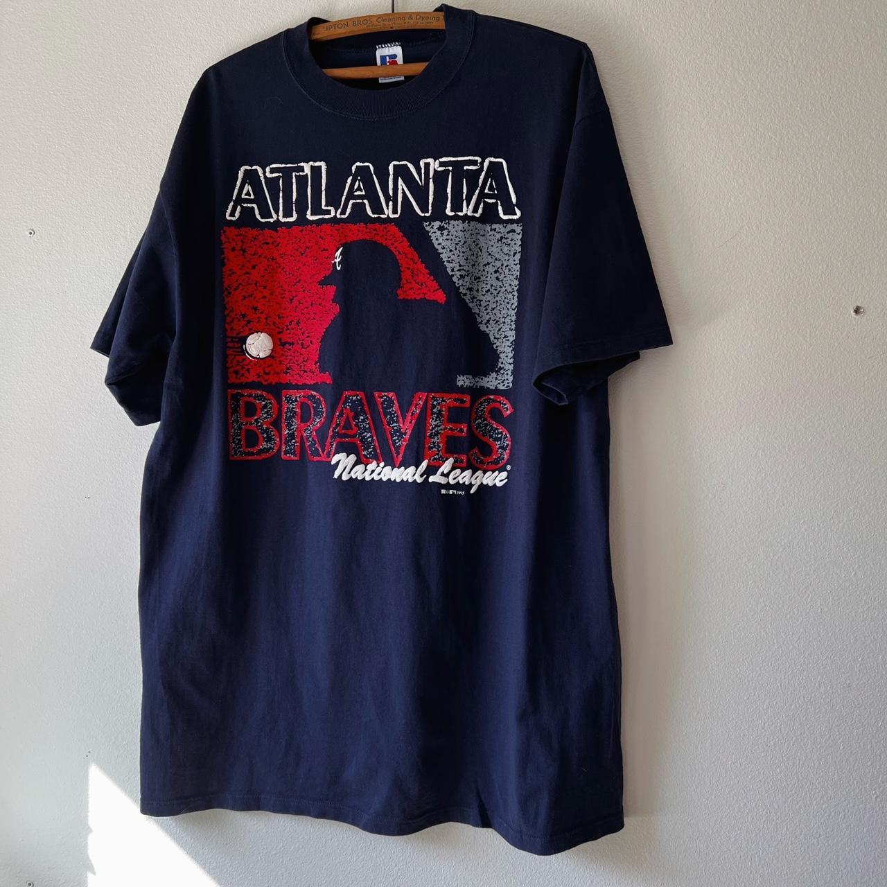 Vintage 90s Atlanta Braves Jersey Russell Athletic - Depop