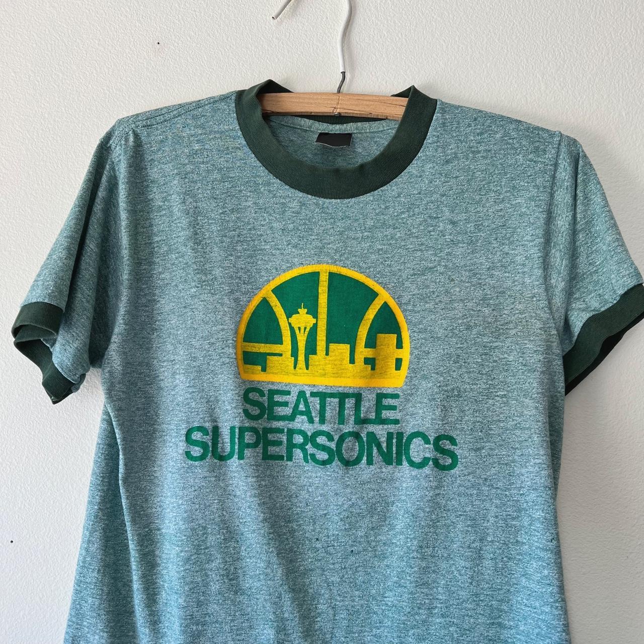 Vintage 80s Seattle Supersonics NBA ringer short - Depop