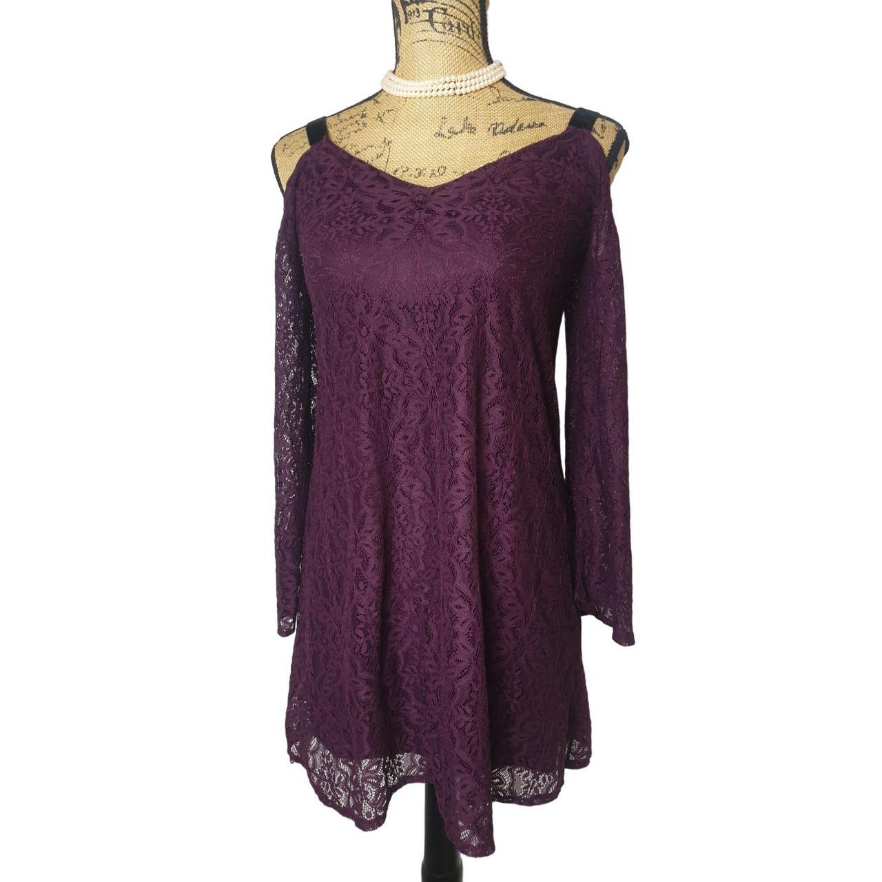 Xhilaration burgundy lace 2025 long sleeve dress