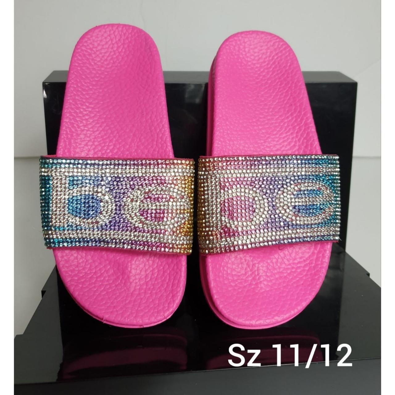 Pink discount rhinestone slides