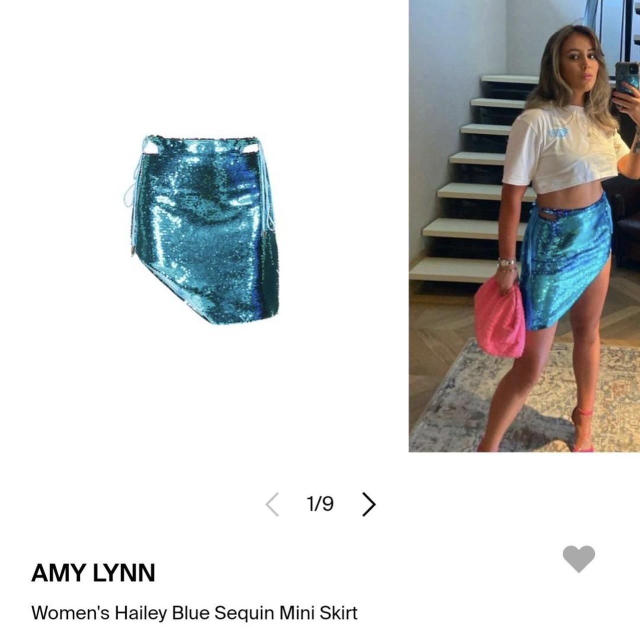 Amy Lynn Blue Sequin Skirt Worn Once In Ibiza Size S Depop