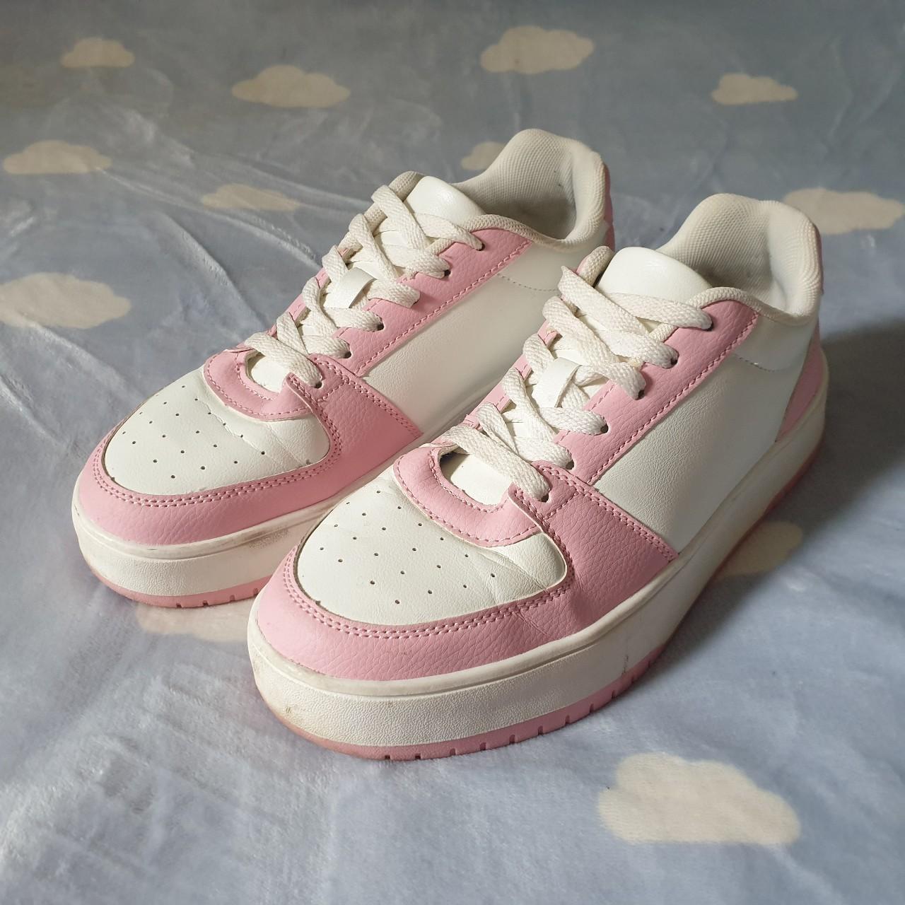 White and Baby Pink Trainers Sweet low top