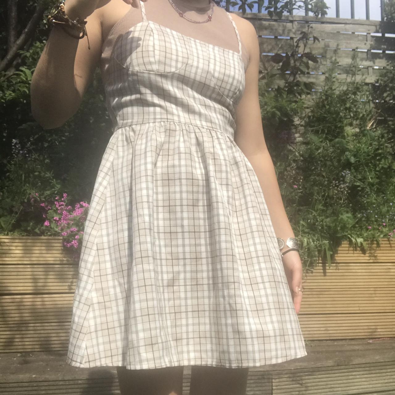 Summer mini dress. Checkered pattern and perfect for... - Depop