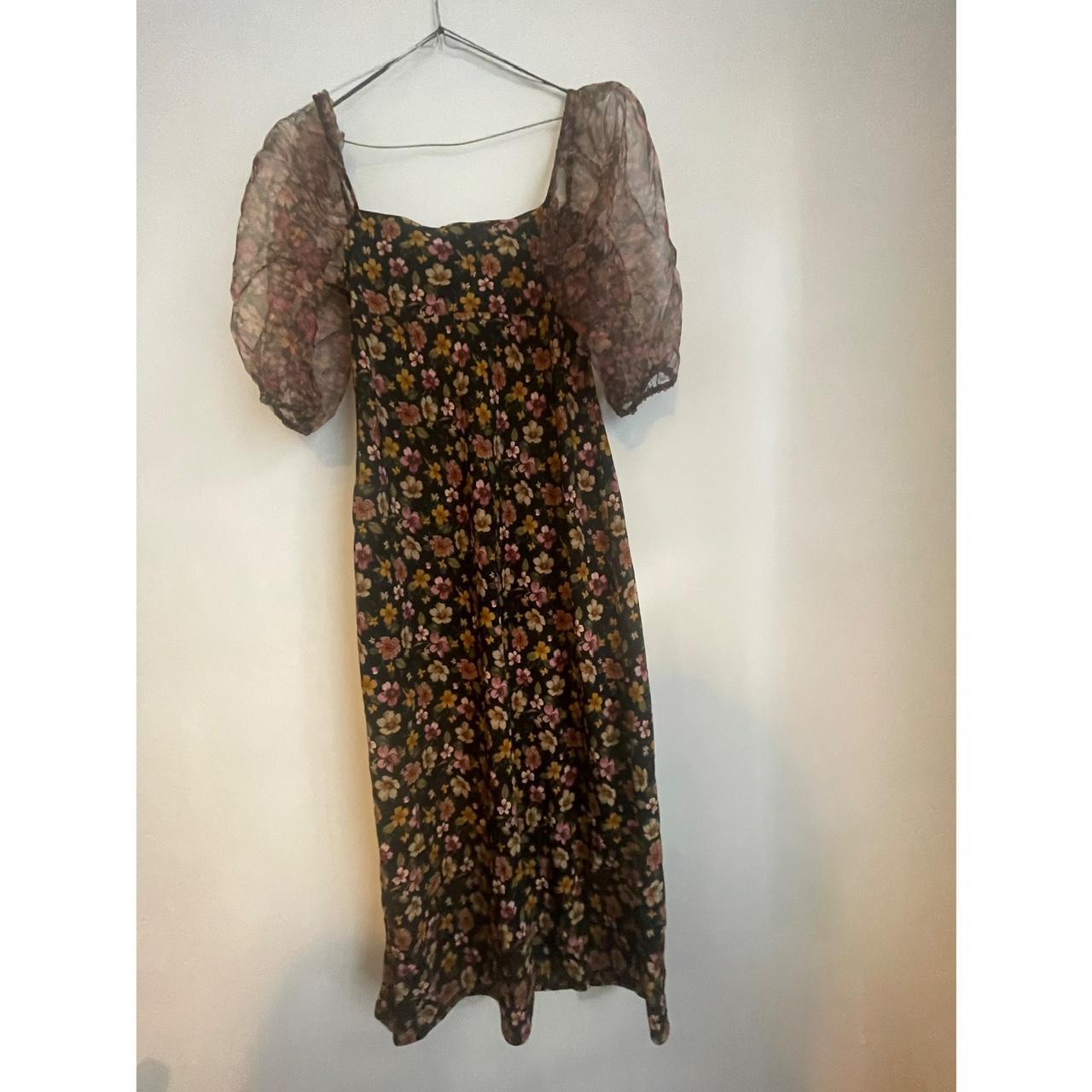 Topshop Organza sleeve floral midi dress Depop