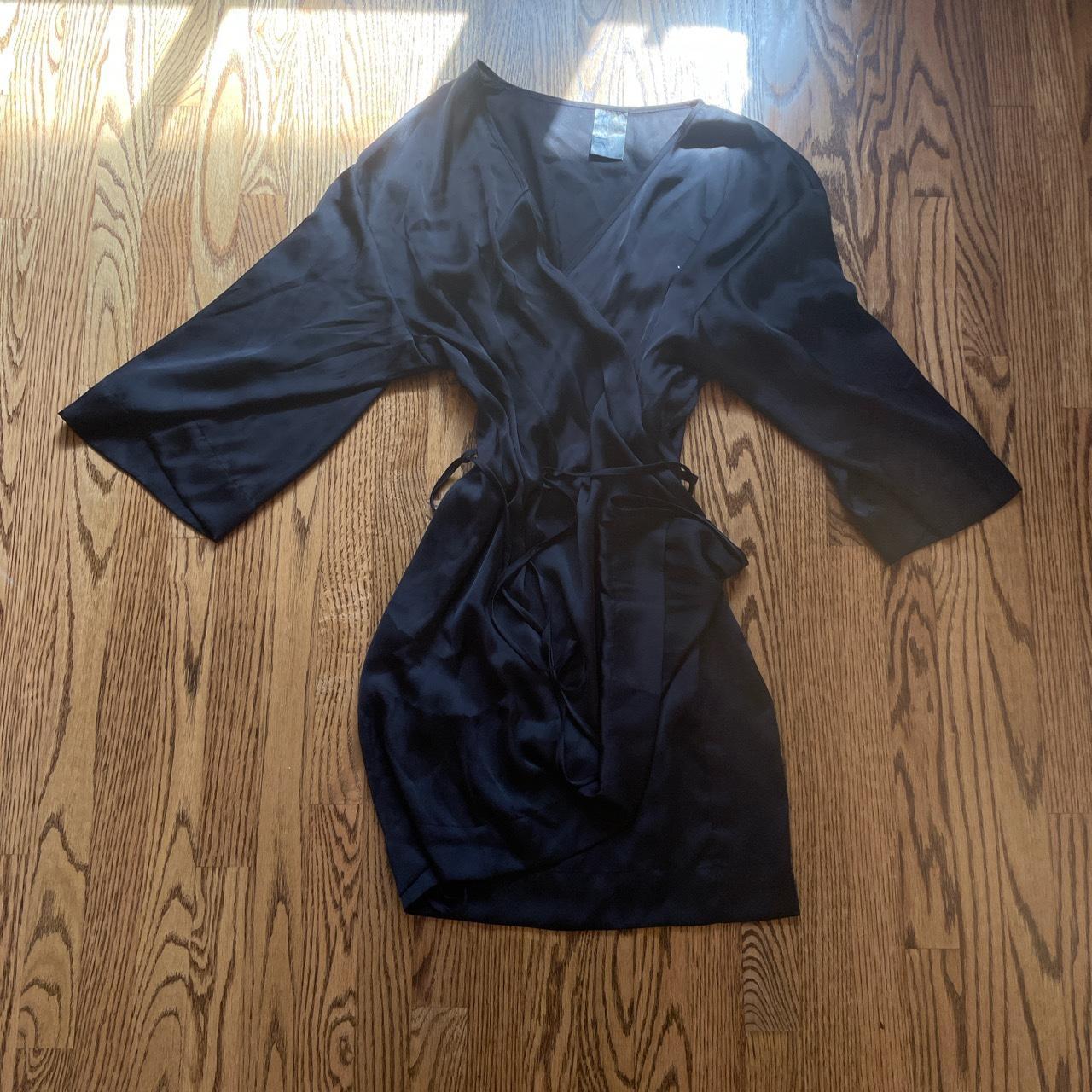 Black silk robe/dress ties at waist, reasonable, and... Depop