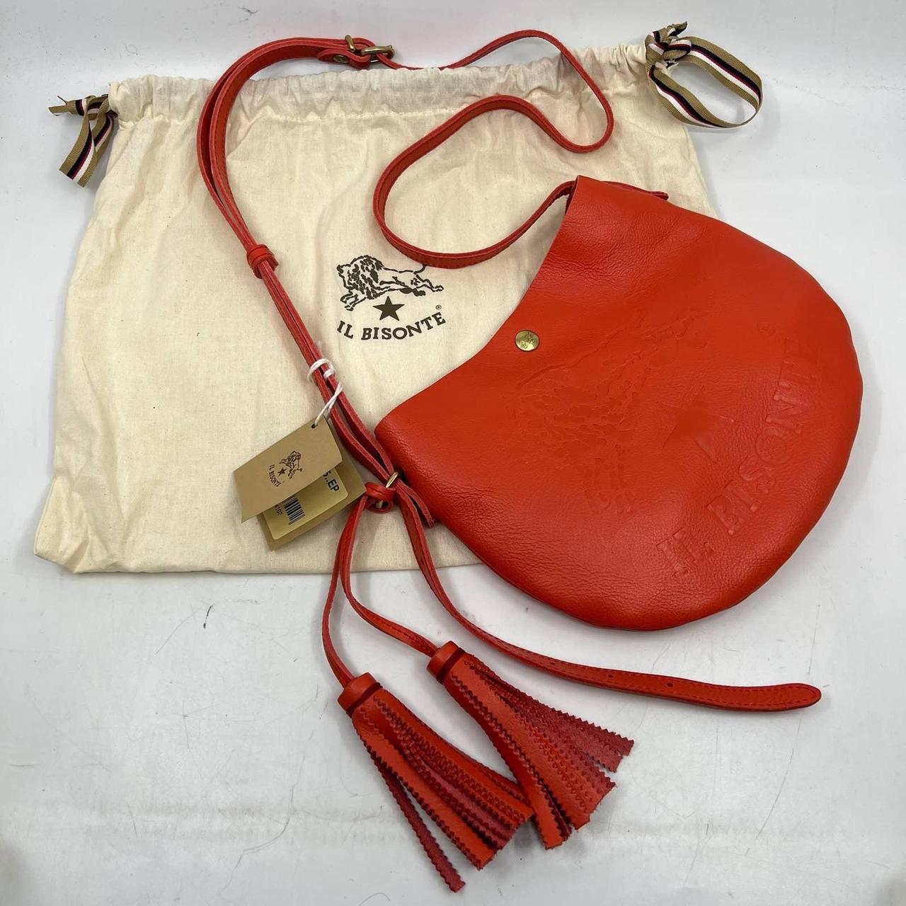 NWT Rare IL BISONTE Red Leather Crossbody 'Vachetta'... - Depop