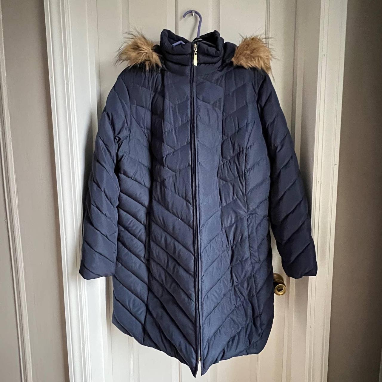 ELLEN TRACY Faux Fur Hooded Down Puffer