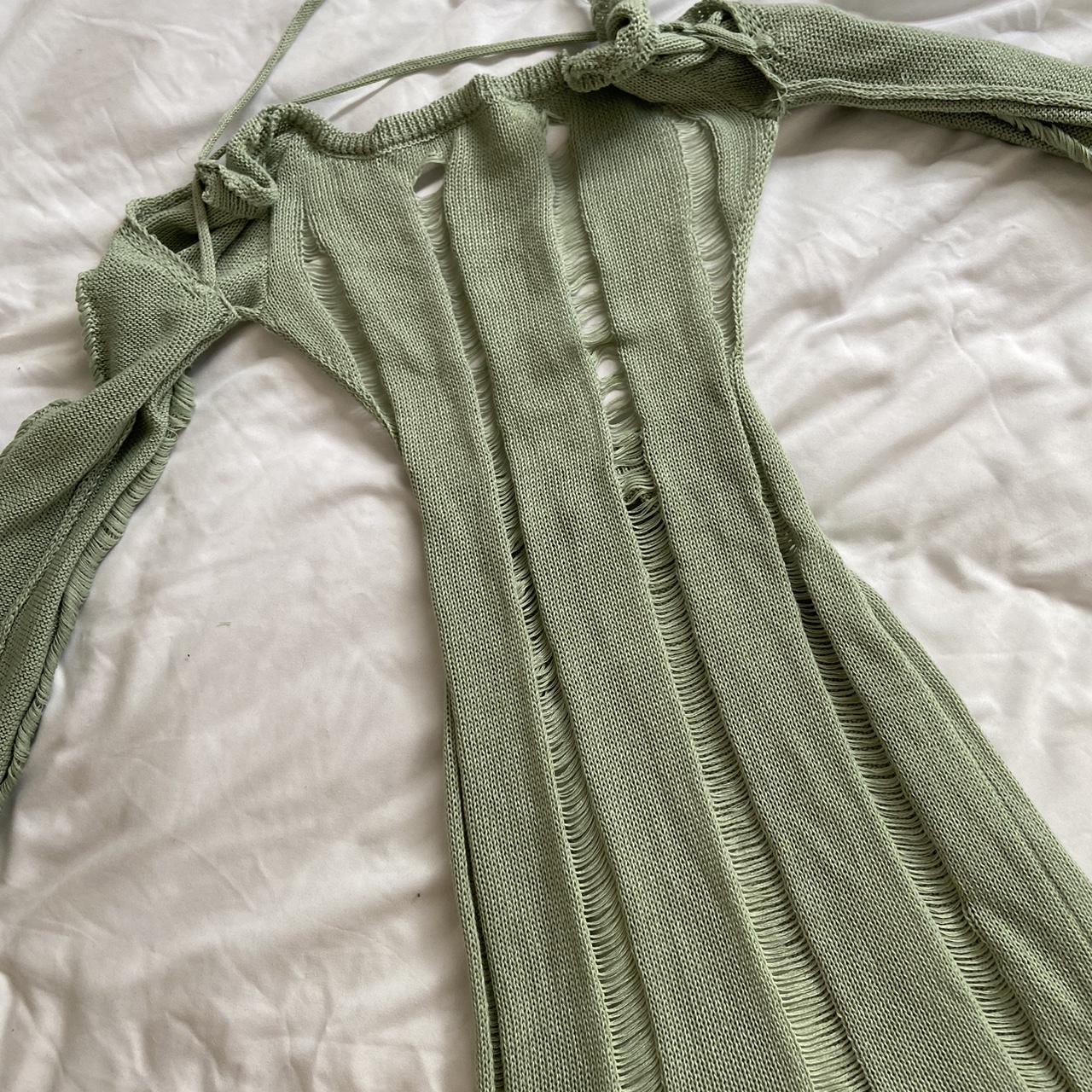 Ripped slits knit backless dress - Depop