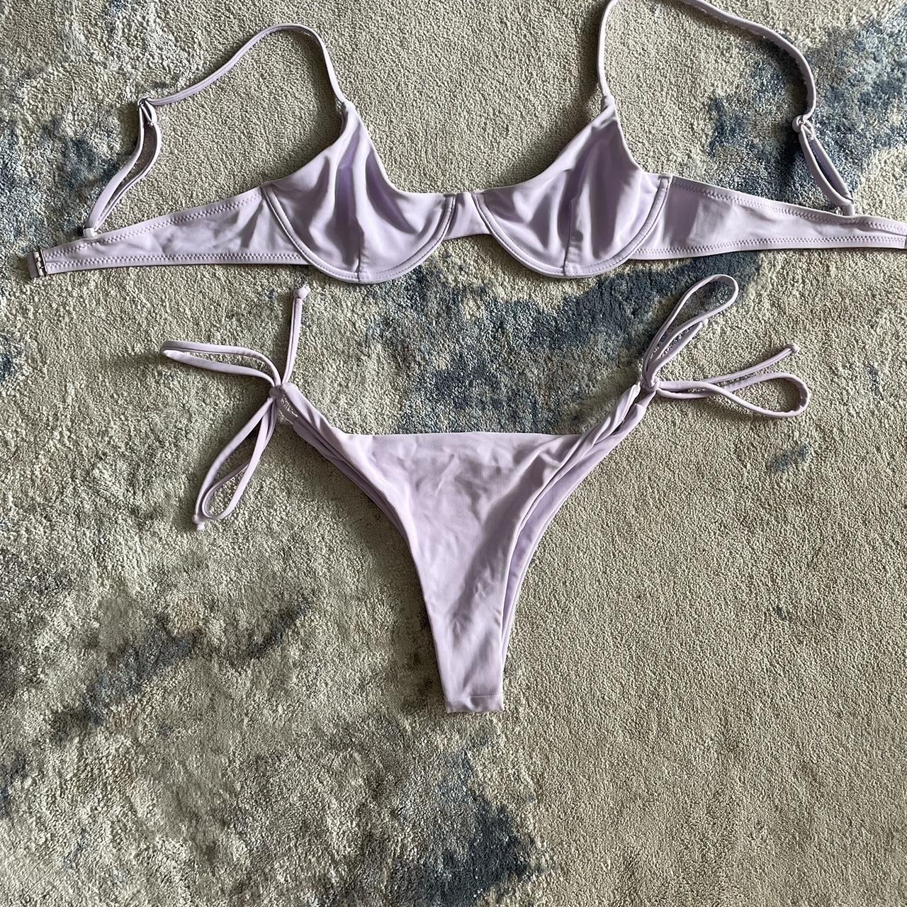 Size medium light purple bikini set. Adjustable... - Depop