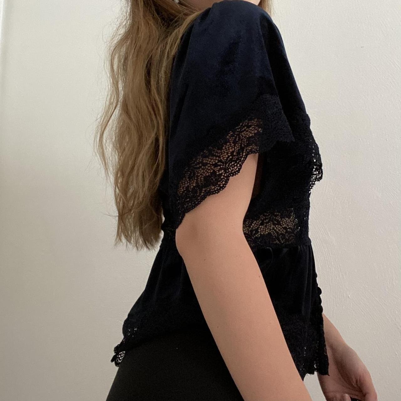 Forever 21 Black velvet top. Beautiful top with lace... - Depop