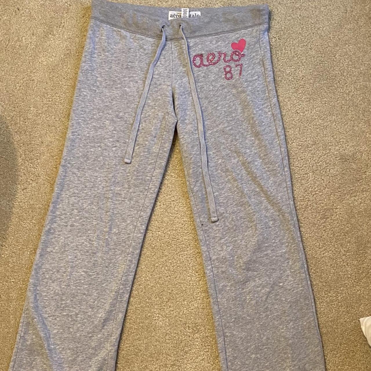 Aeropostale Women's Grey and Pink Joggers-tracksuits | Depop