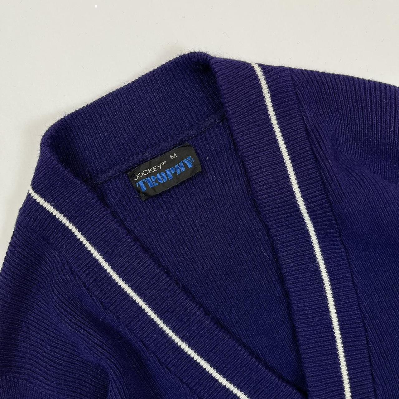 Jockey Women's Blue and White Jumper | Depop