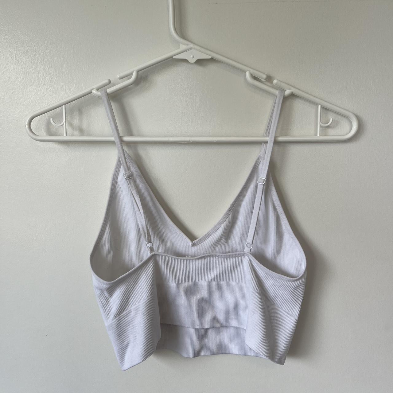 White Ribbed Cropped Tank Top Adjustable... - Depop