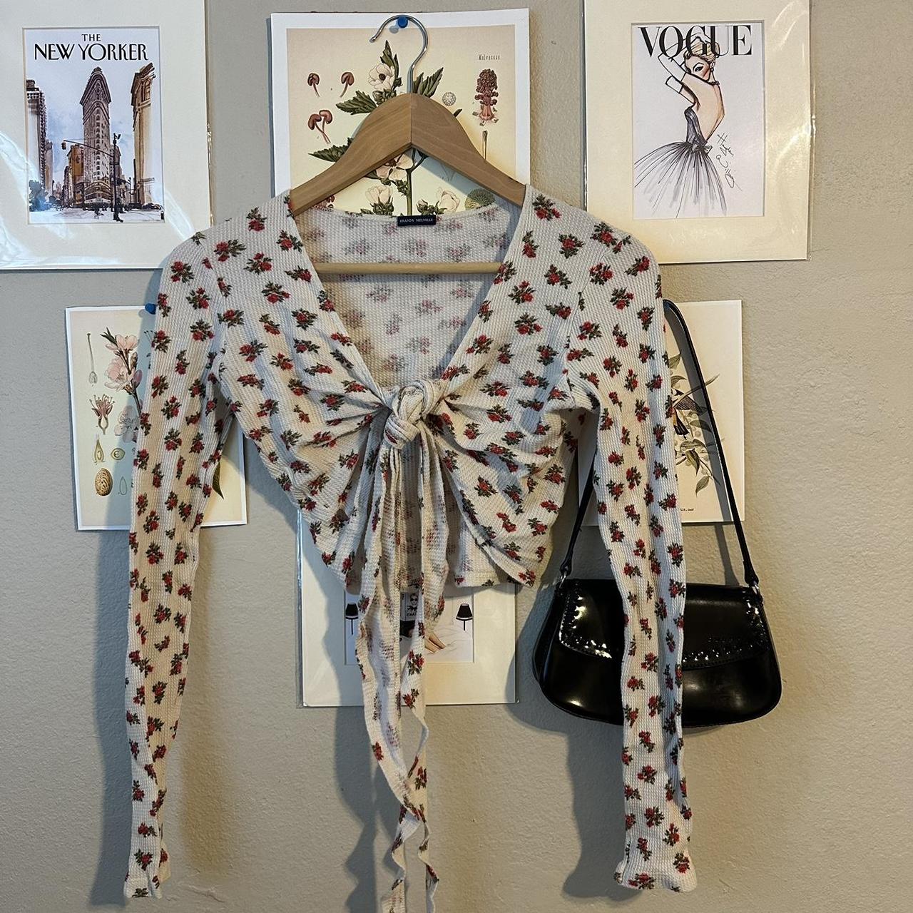 brandy melville floral long sleeve tie Depop