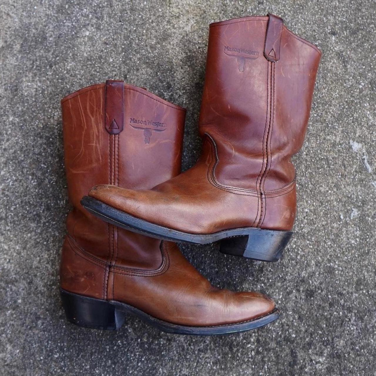 American Vintage Men's Brown and Burgundy Boots | Depop
