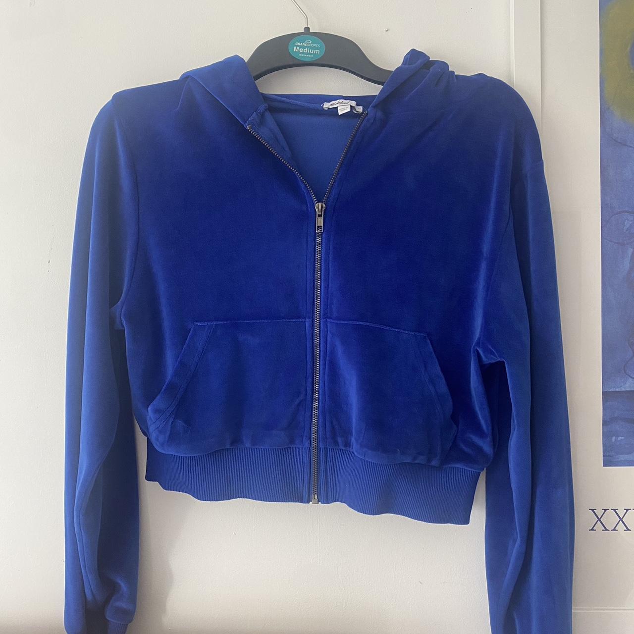 electric blue subdued good quality cropped zip up... - Depop