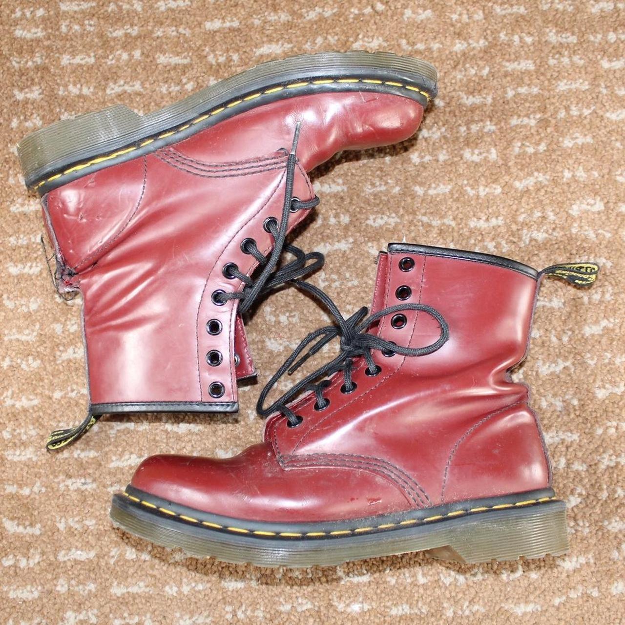 Cherry Red Doc Martens 1460 Boots Scuffing on toes... - Depop