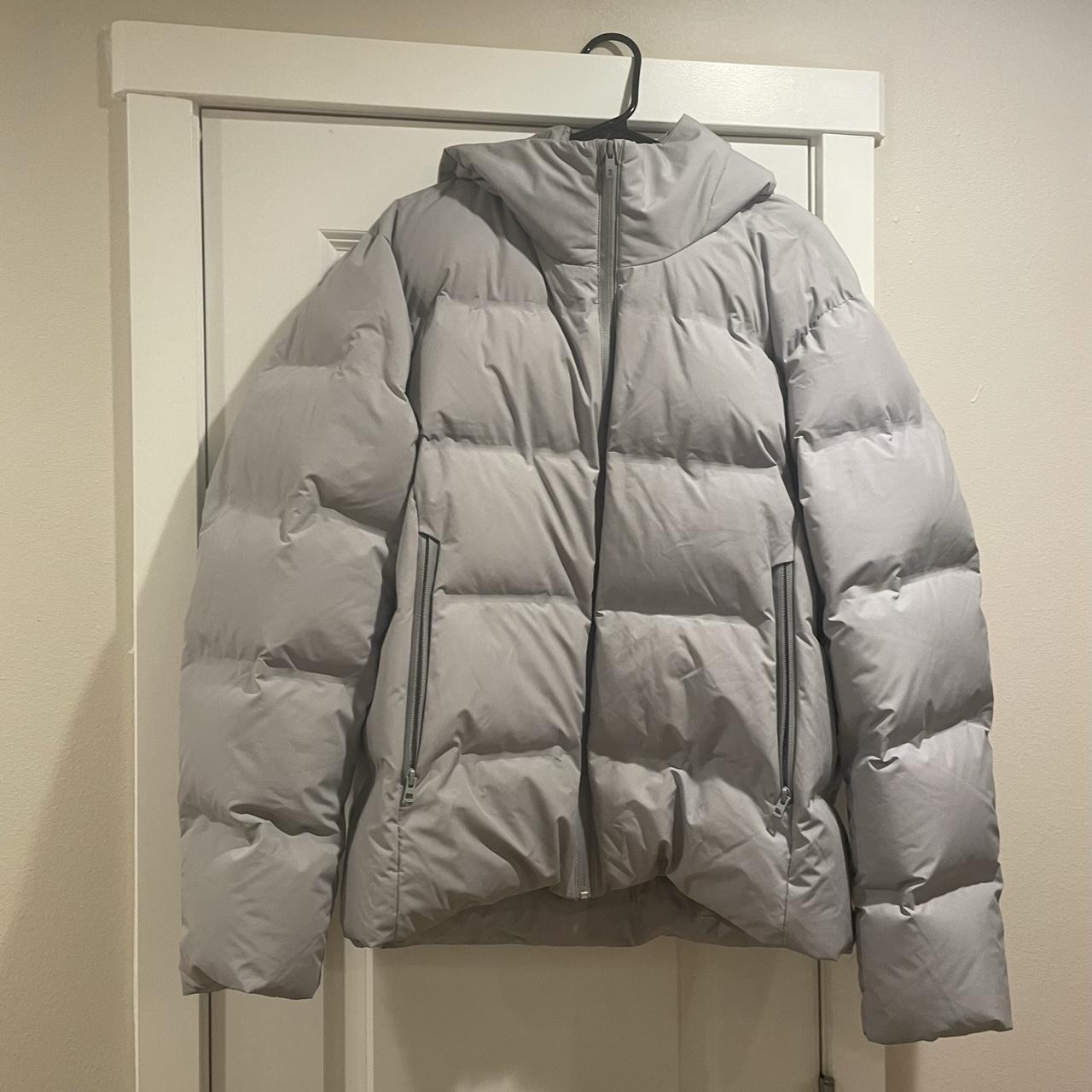 Uniqlo light grey men’s puffer size large fair... Depop