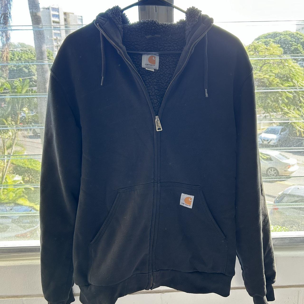 Dark grey Carhartt Fleece Zip up. Size small fits a... - Depop