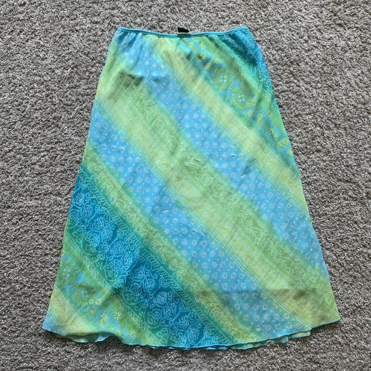 Women's Green and Blue Skirt | Depop