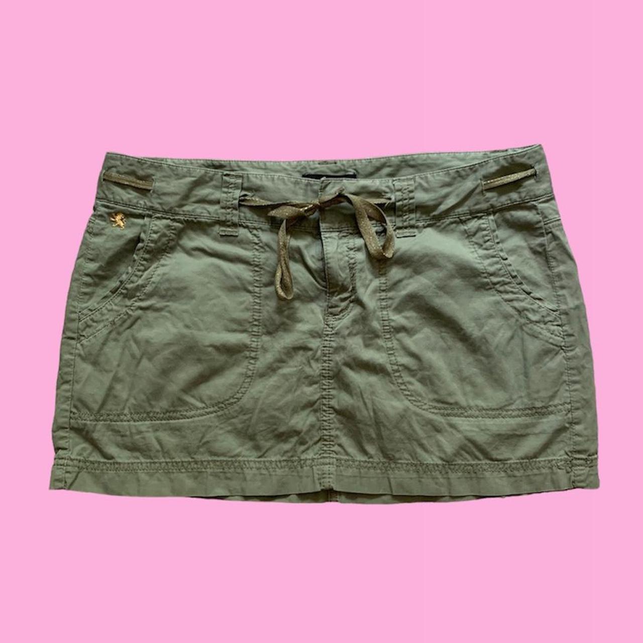 Y2K Express Green Mini Skirt love the gold details... Depop