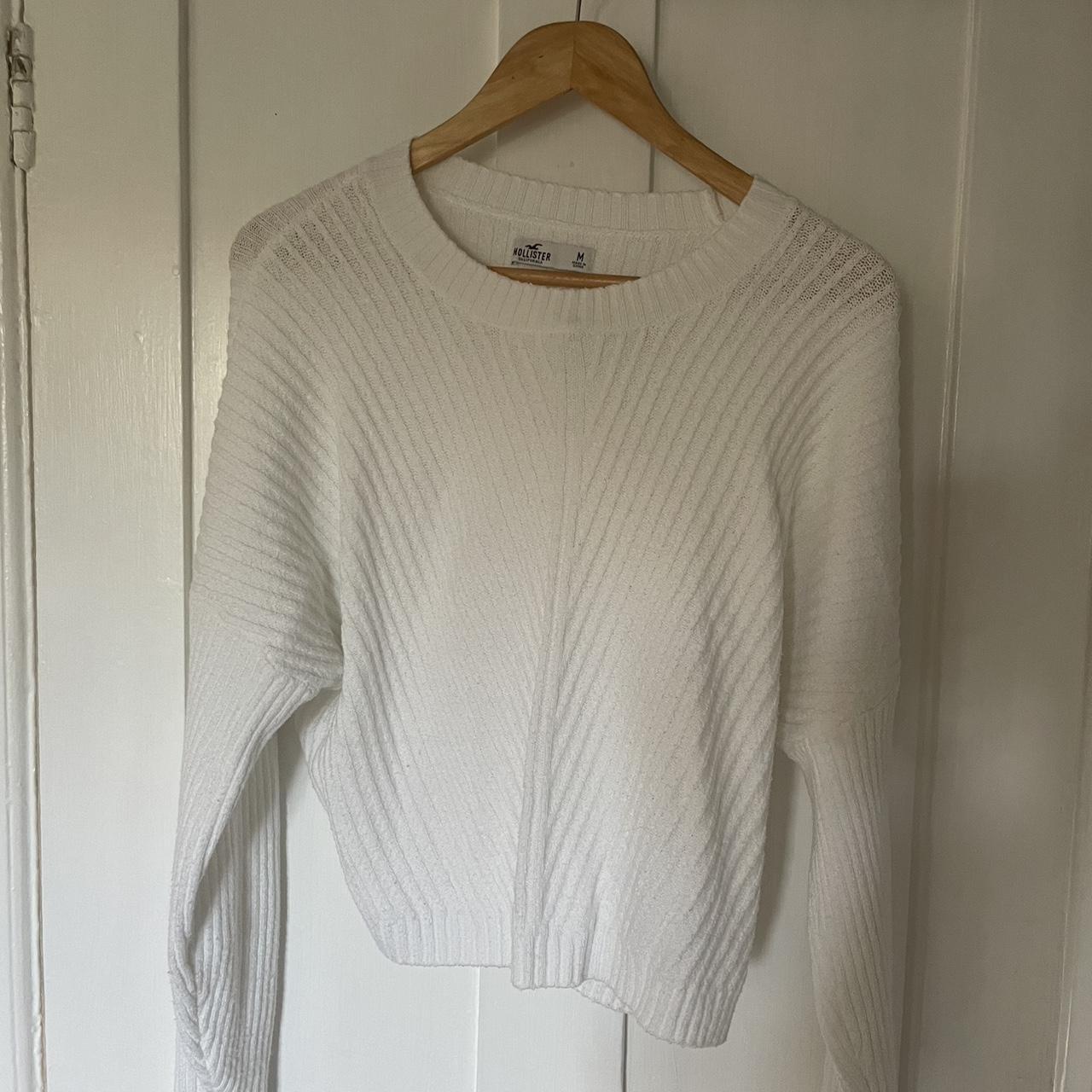 Hollister long sleeved white jumper, size M. Work... - Depop