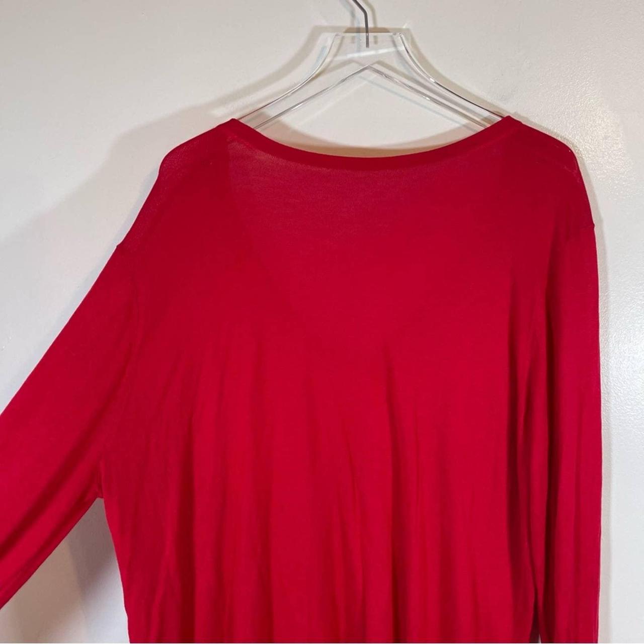 Zara Knit Red Long Sleeve Reversible V Neck Crewneck... Depop