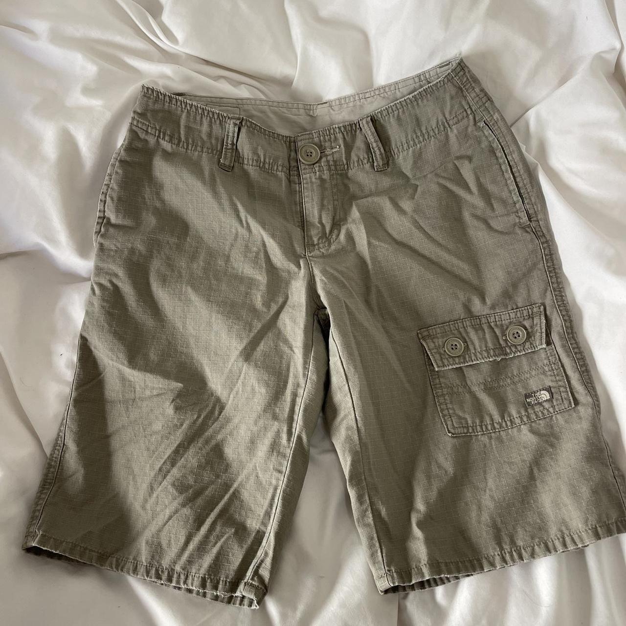 North Face Khaki Cargo Jorts / Shorts (low waisted)... - Depop