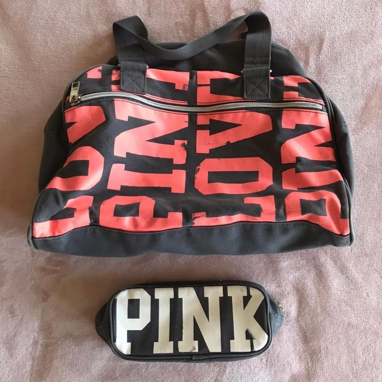 Victoria's Secret Women's Grey and Pink Bag | Depop