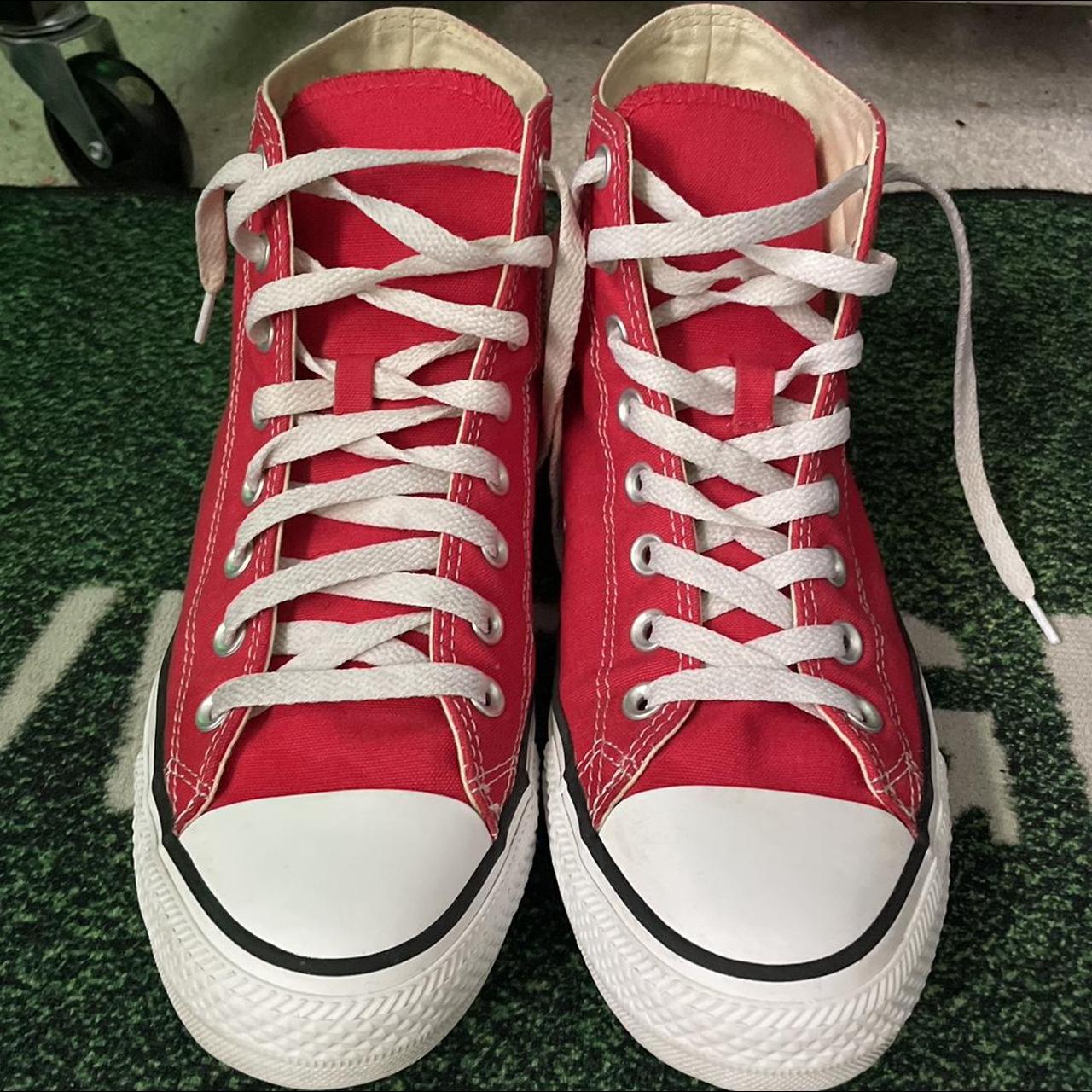 red high top converse size men- 8 size woman- 10 - Depop