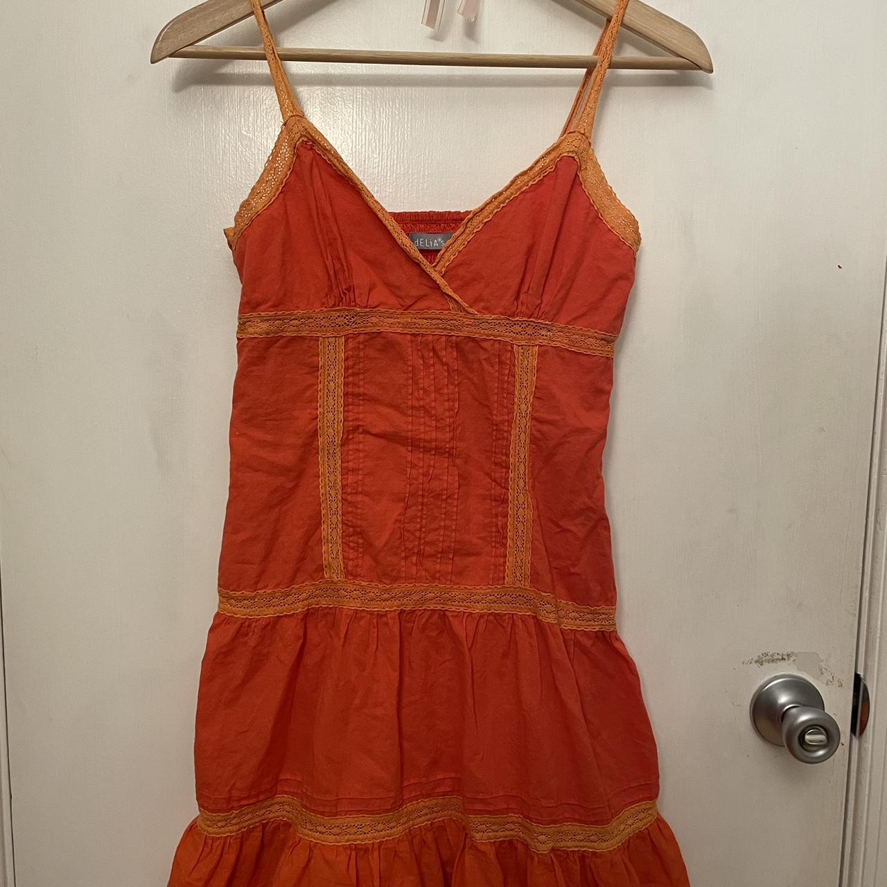 vintage bright orange & light orange delia’s dress... - Depop