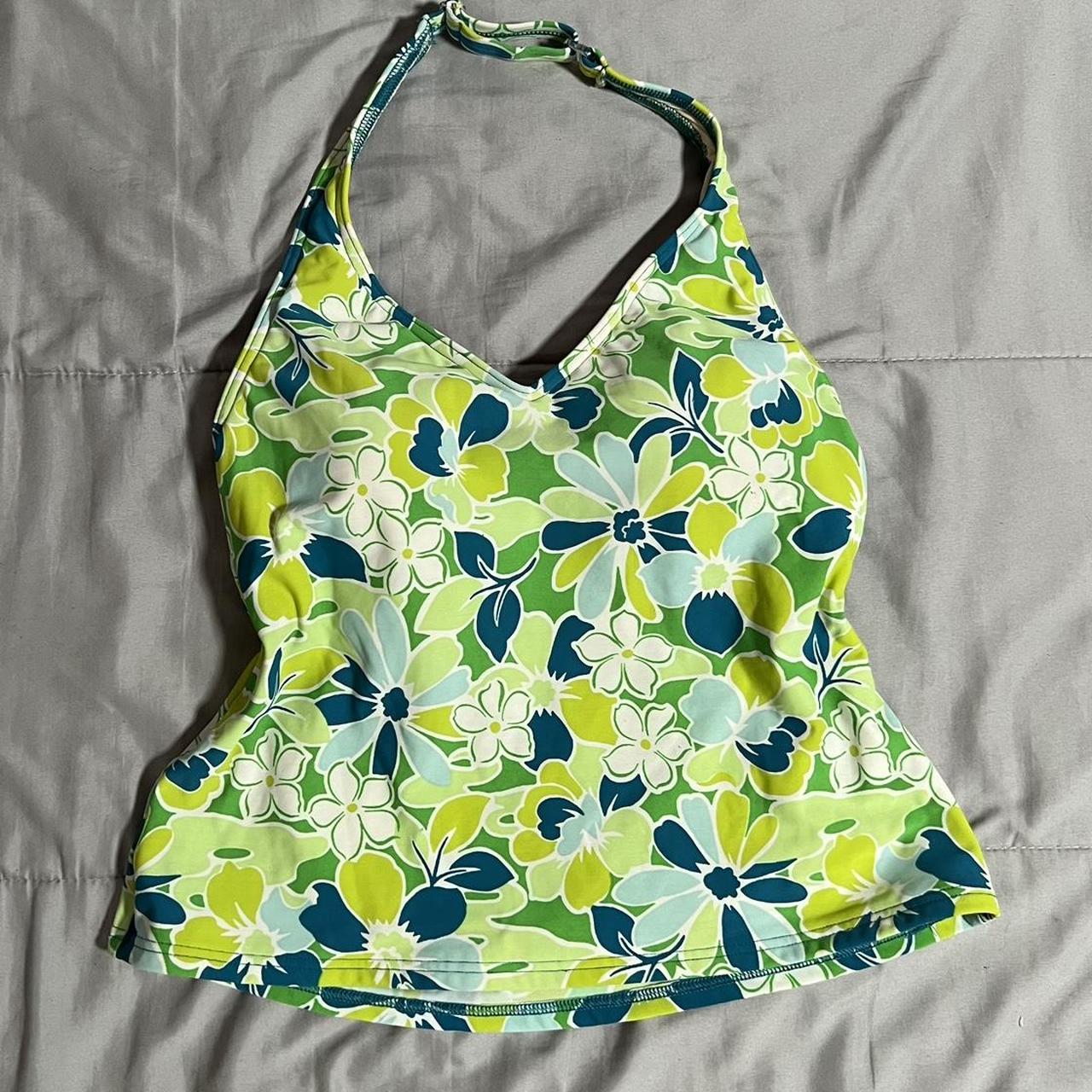 LL BEAN halter neck swim top Cute print No size but... - Depop