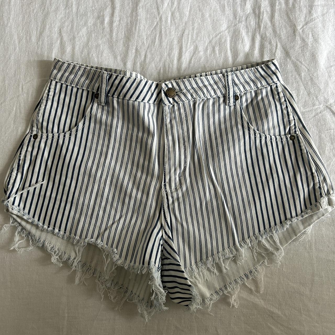 Rollas Westin Short Navy pin stripe denim W28... - Depop