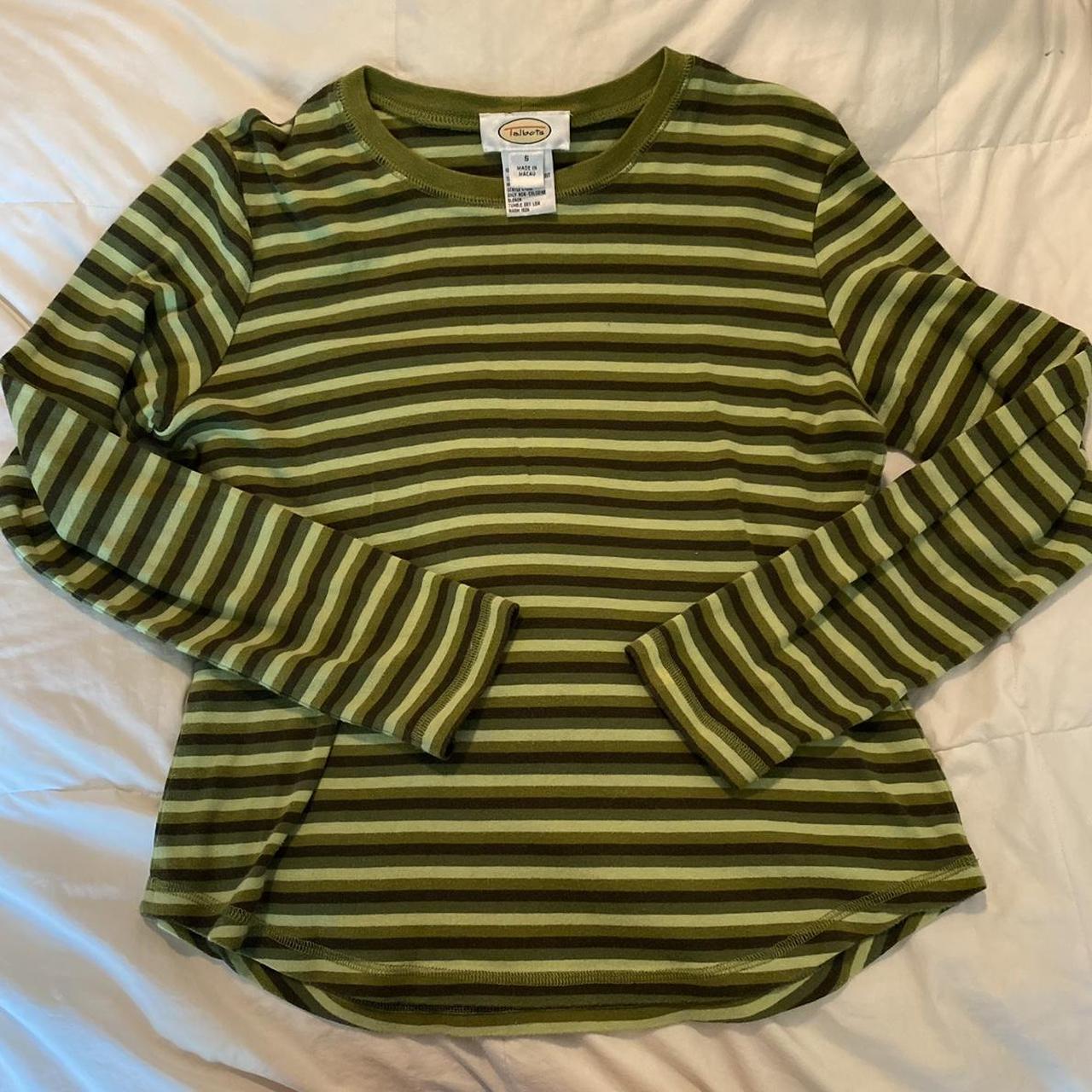 Striped green talbots long sleeve Message me with... - Depop