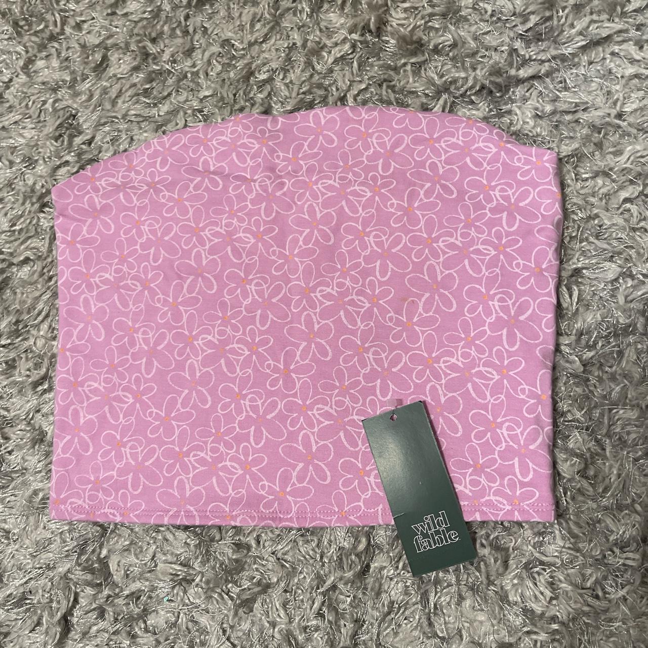 wild fable floral pink tube top size... - Depop