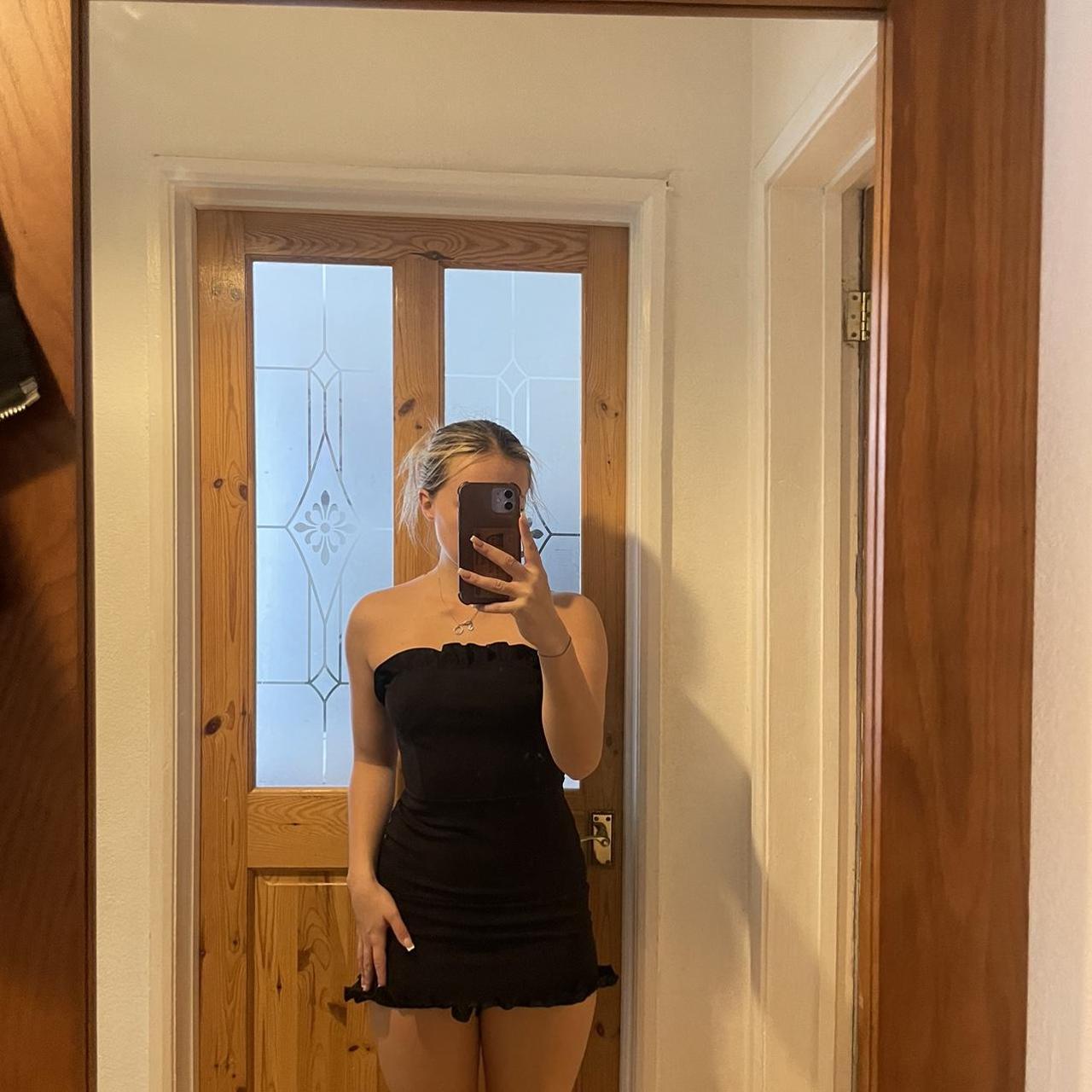 Black bandeau mini dress good condition topshop - Depop