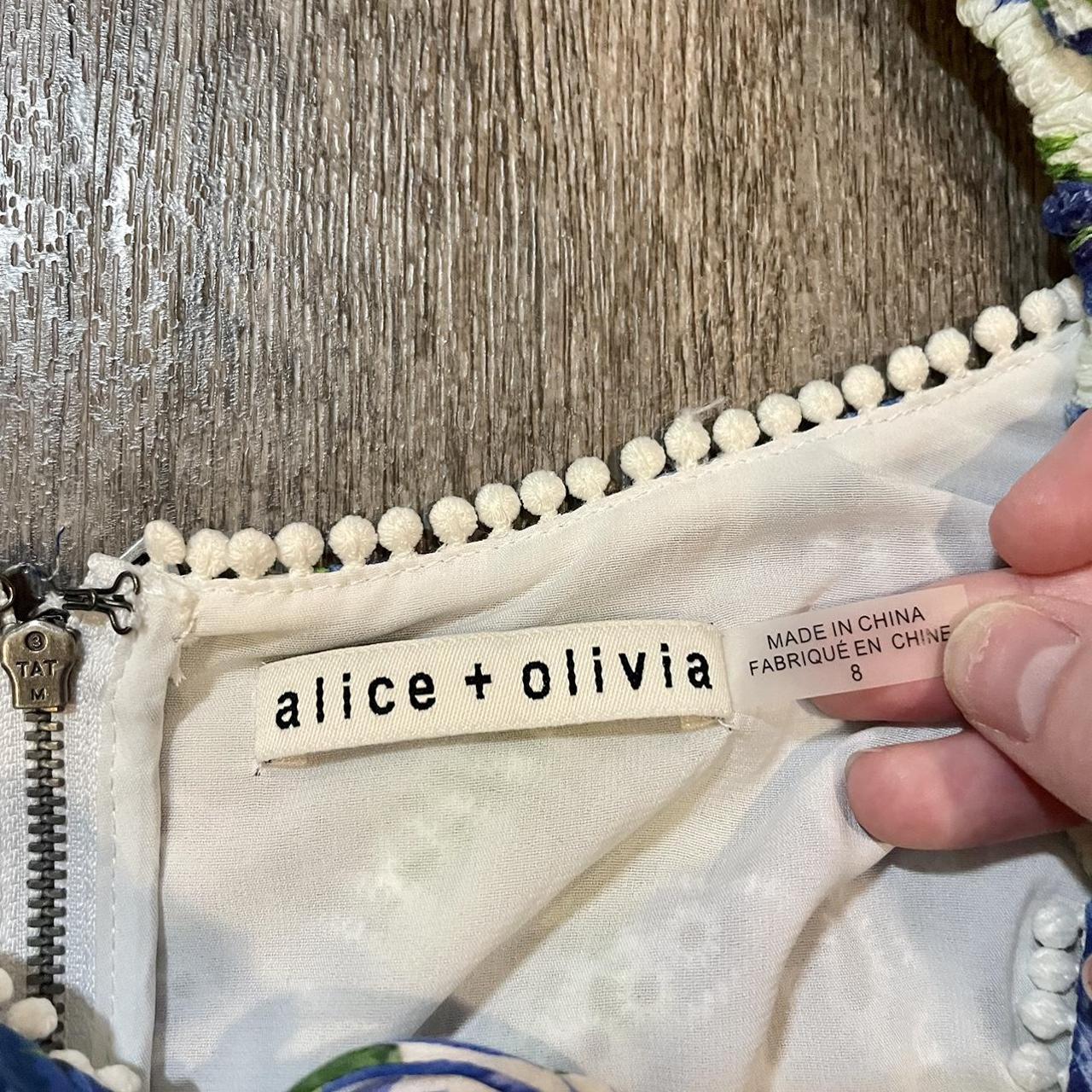 alice + olivia Women's White and Blue Dress (4)