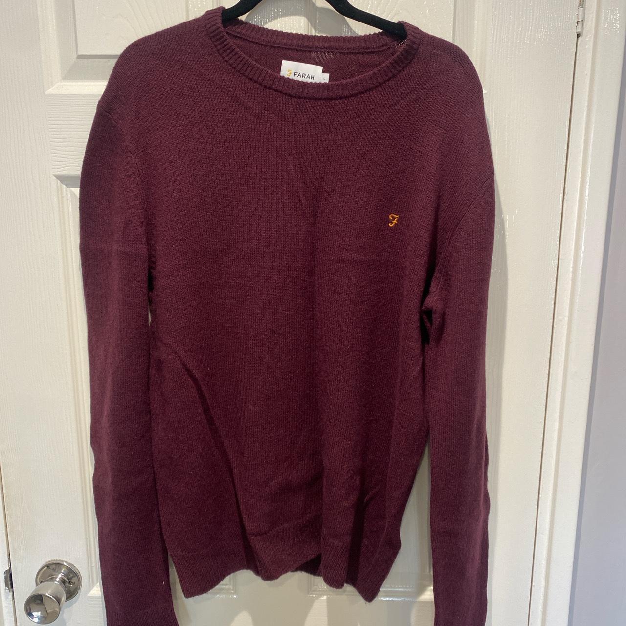 Farah Soft Knitted Jumper Burgundy Size Large Worn... - Depop