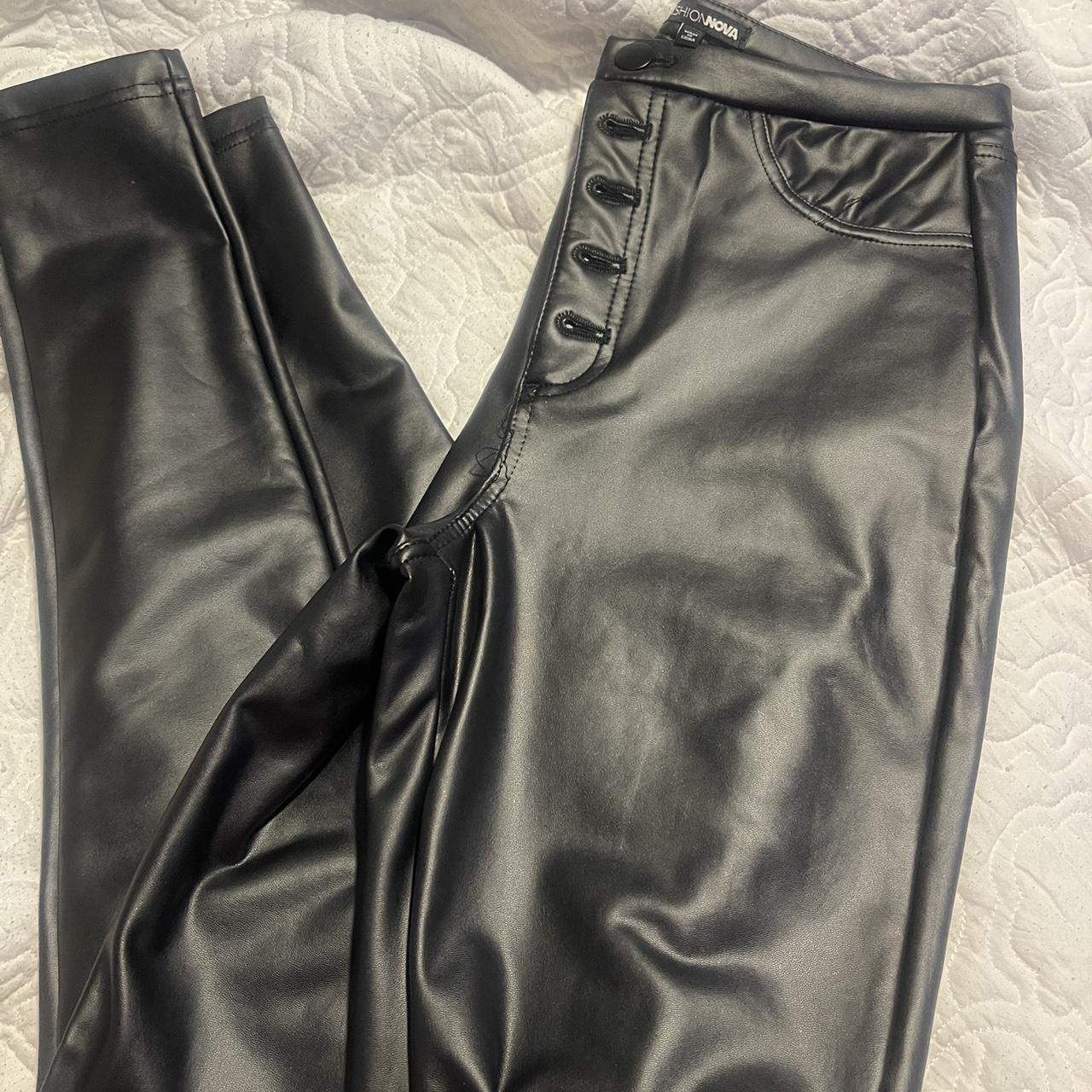 fashion nova leather leggings size m - Depop