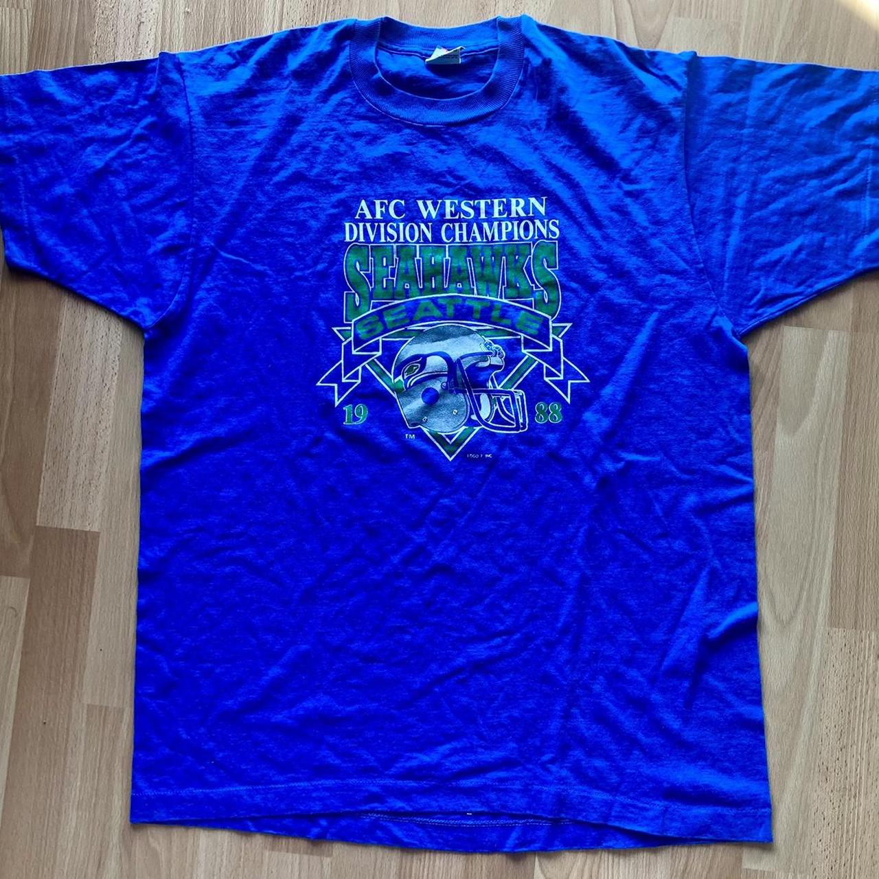 Vintage AFC Western Division Champions Seattle Seahawks NFL 1988 L Size hot T Shirt