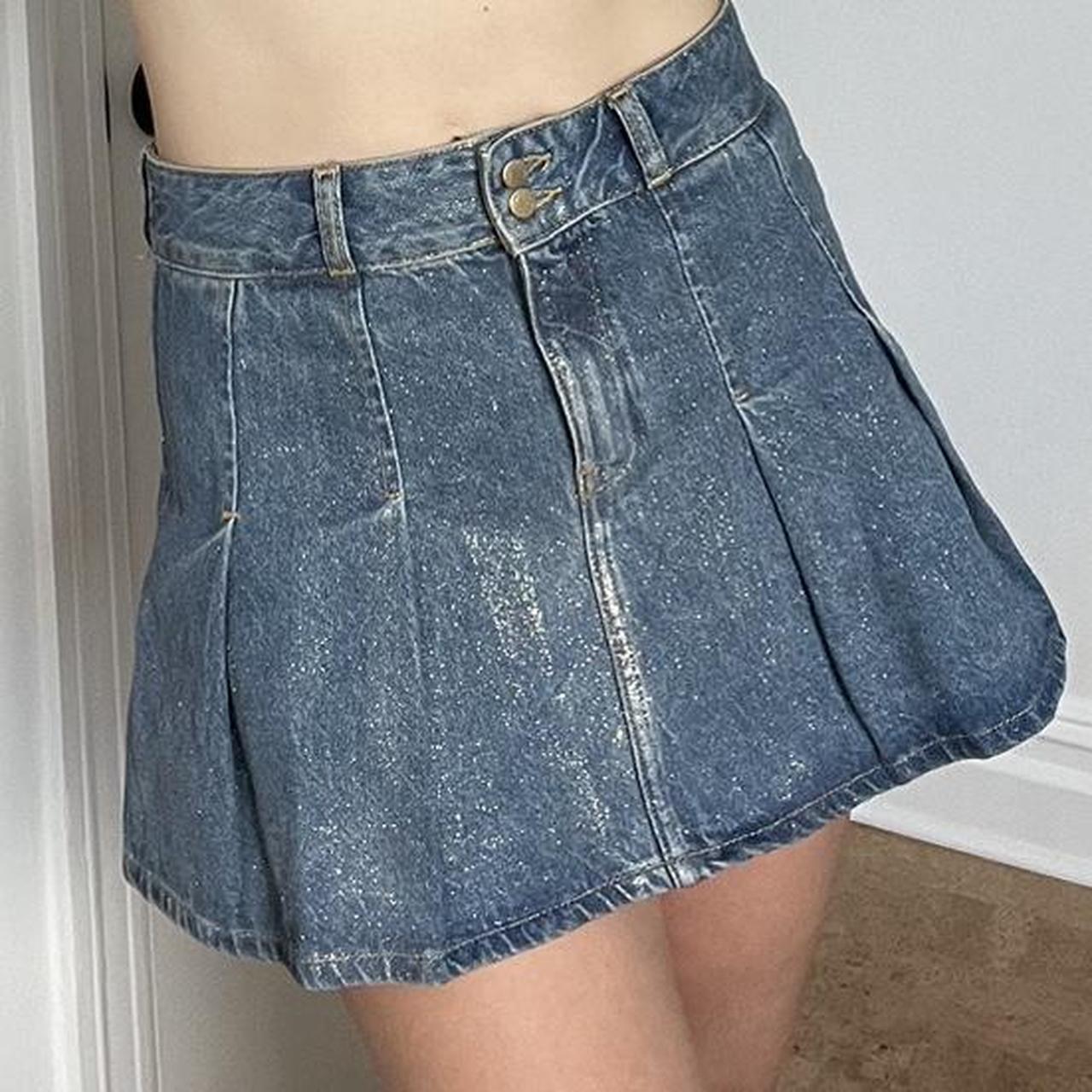 Pleated Denim Denim Mini Skirt Bershka Bershka Wrap Front Denim