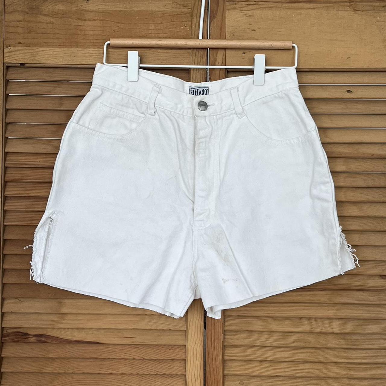 White shorts with bows on the back, slight staining - Depop