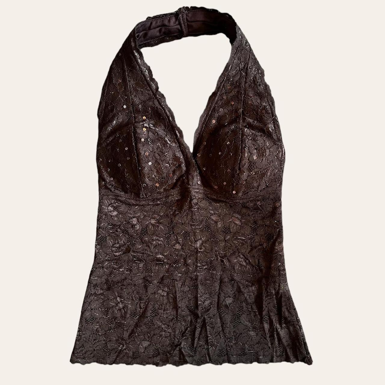 Brown Sequin + Lace Halter Top The perfect coastal... - Depop