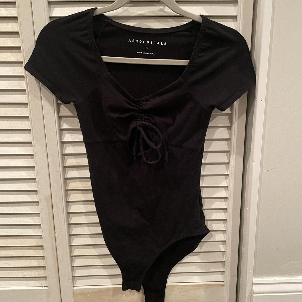 Aeropostale Women's Black Bodysuit | Depop