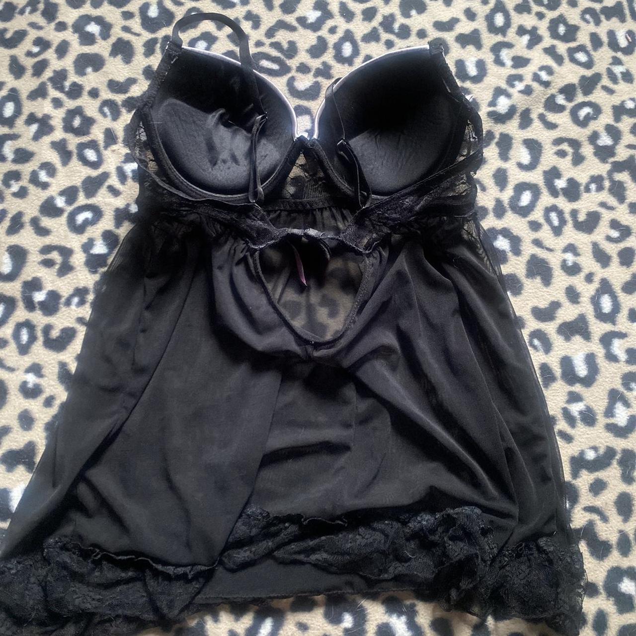 super cute black lingerie top only worn once size... - Depop